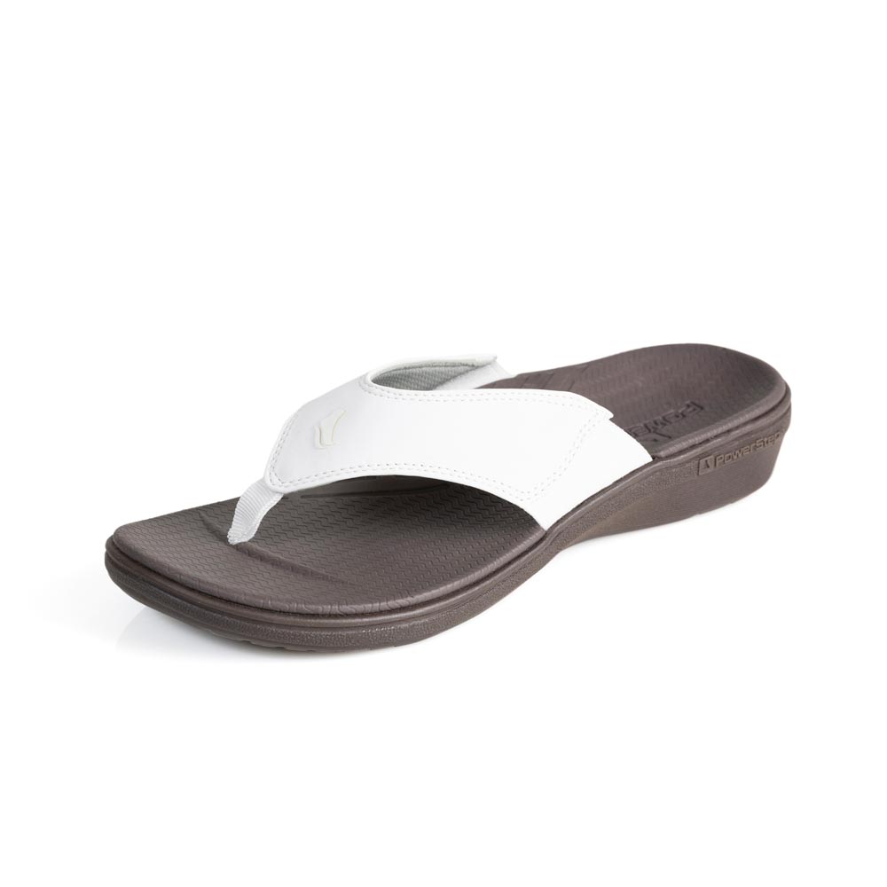 powerstep orthotic arch supporting sandals for women, white and brown sandals 