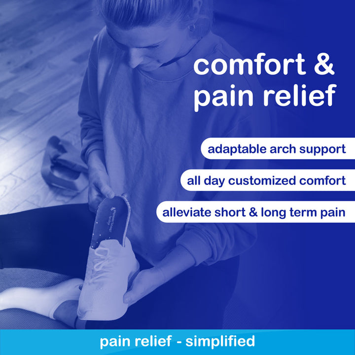Comfort &amp; Pain Relief: Adaptable arch support, all-day customized comfort, alleviate short &amp; long-term pain. Pain relief, simplified.