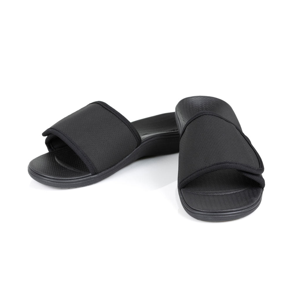 powerstep orthotic arch supporting slide sandals for men, black slide sandals, slip-on shoe 