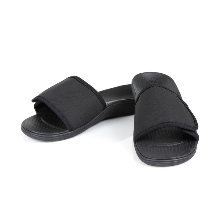 powerstep orthotic arch supporting slide sandals for men, black slide sandals, slip-on shoe 