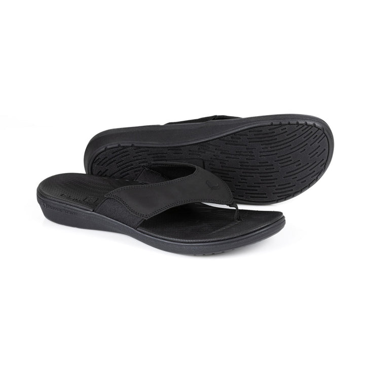powerstep orthotic arch supporting sandals for men, black sandals, base of sandal with traction 