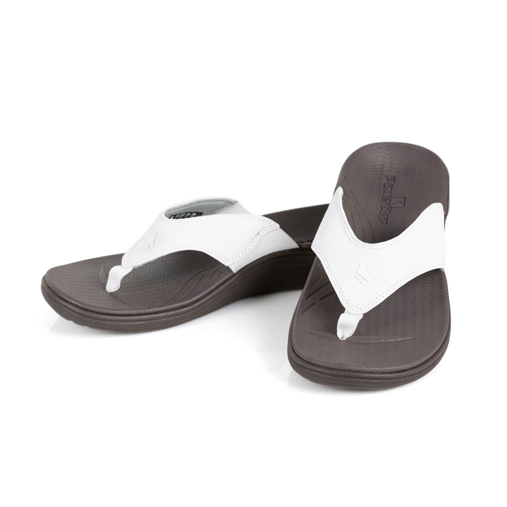 powerstep orthotic arch supporting sandals for women, white and brown sandals 