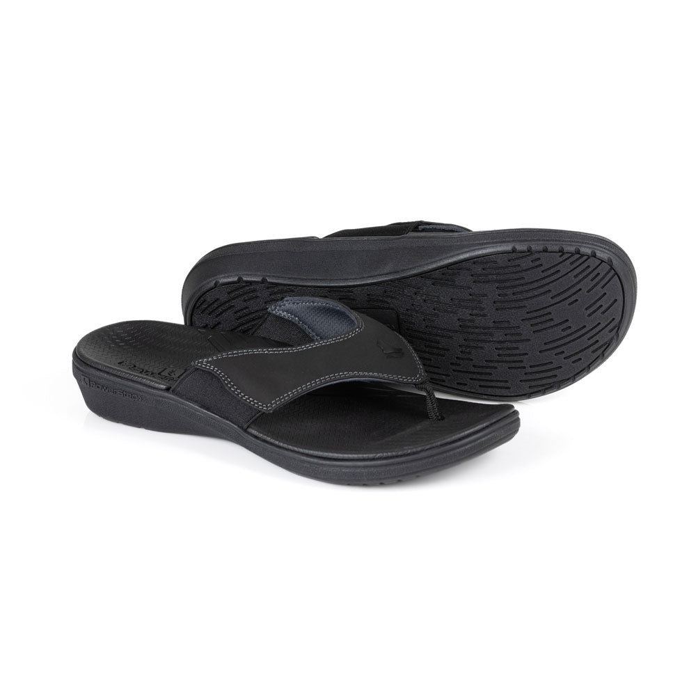 powerstep orthotic arch supporting sandals for women, black sandals, base of sandal with traction 