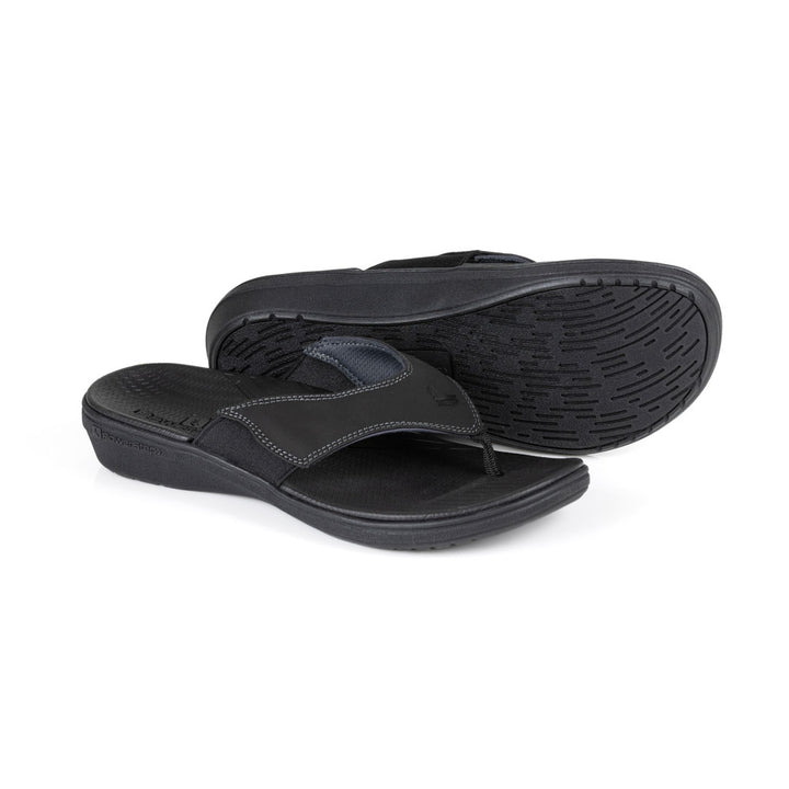 powerstep orthotic arch supporting sandals for women, black sandals, base of sandal with traction 
