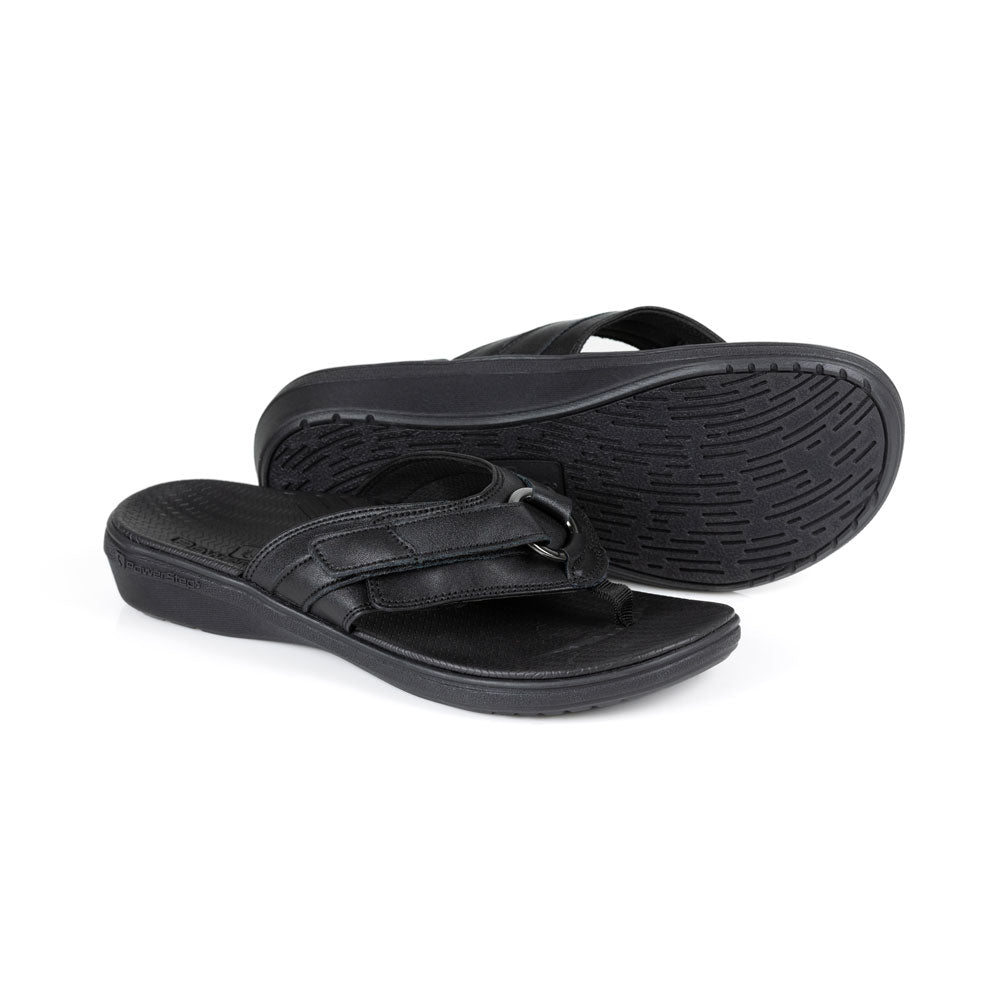 powerstep orthotic arch supporting fashion dress sandals for women, black fashion dress sandals, base of sandal with traction 