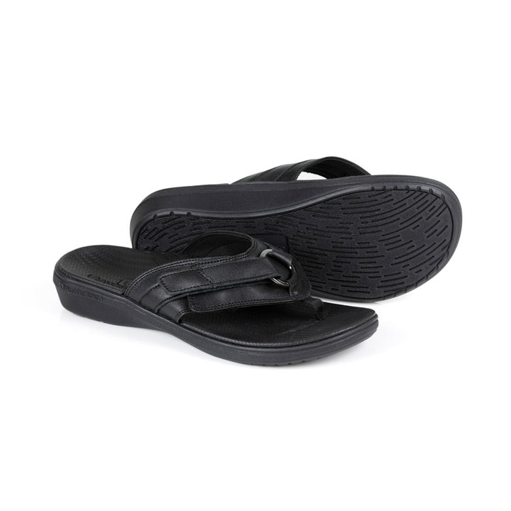 powerstep orthotic arch supporting fashion dress sandals for women, black fashion dress sandals, base of sandal with traction 