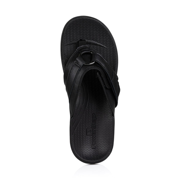 powerstep orthotic arch supporting fashion dress sandals for women, black fashion dress sandals, top view of sandal 