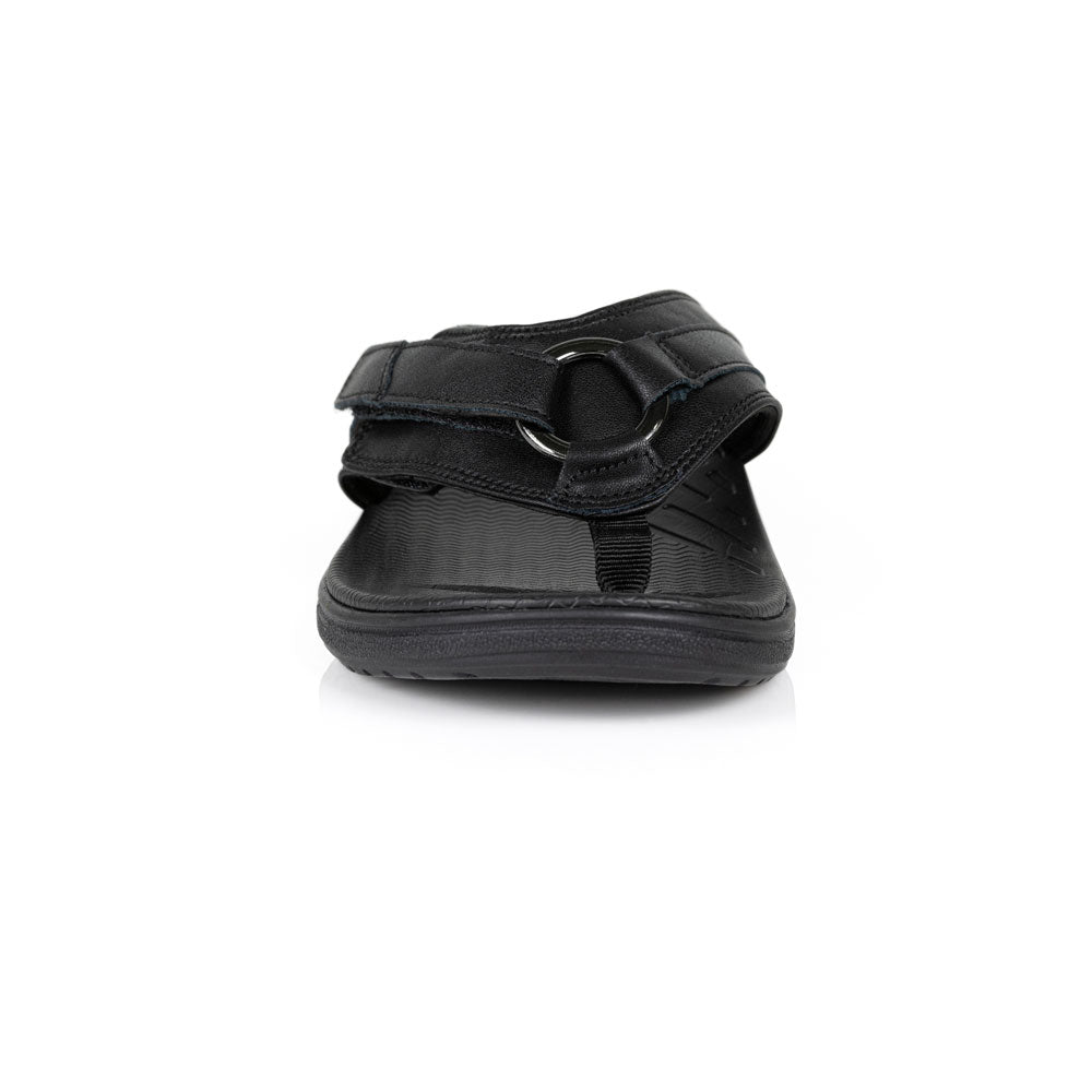 powerstep orthotic arch supporting fashion dress sandals for women, black fashion dress sandals, view of fashion dress sandals from toe 