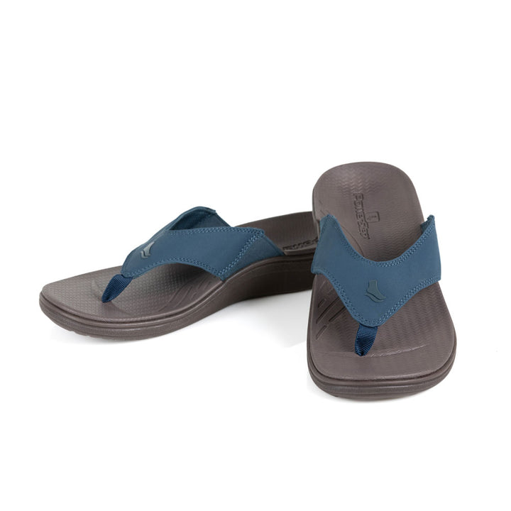 powerstep orthotic arch supporting sandals for women, navy and brown sandals 