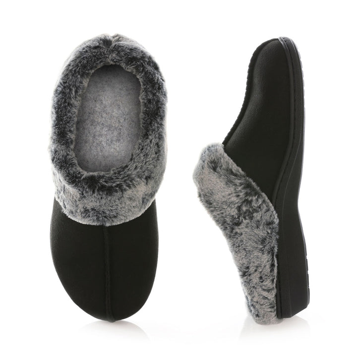 PowerStep Orthotic Arch Supporting clog slippers for Women, view of orthotic slippers for women from top, arch supporting slippers, supportive slippers, black 