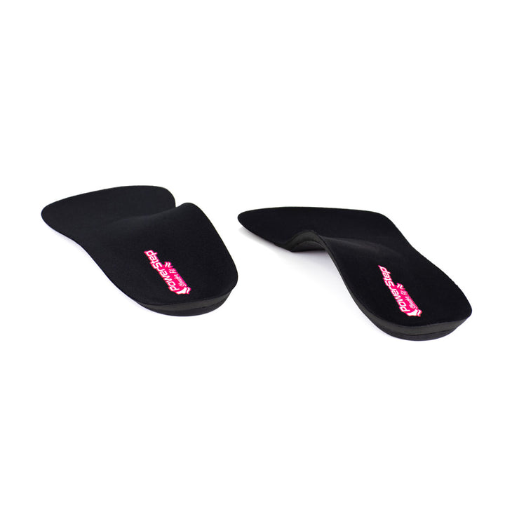 View of SlenderFit orthotic arch support dress shoe inserts from heel to toe, low profile insoles relieve foot, arch, and heel pain, and sore, aching feet, shoe insoles for tighter fitting high heels, women’s orthotic 3/4 shoe inserts, neutral arch support helps to correct pronation and prevent plantar fasciitis, ultra-thin shoe orthotics with arch support for women’s high heels, shoe inserts with arch support for high heels, help prevent haglund’s deformity and bunions 